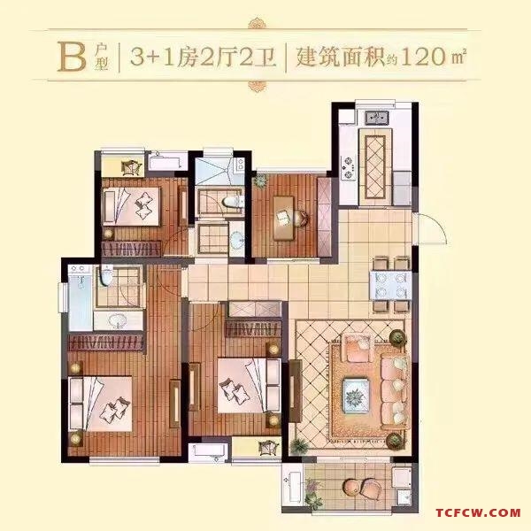 景瑞望府精装好房3房/2厅/2卫朝南121平米235万
