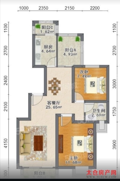金湾名邸5楼简装好房3房/2厅/1卫朝南91平米190万