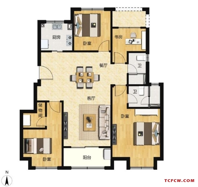 紫桂苑毛坯好房4房/2厅/2卫朝南133.5平米153万