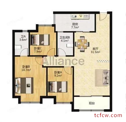 太仓碧桂园毛坯好房3房/2厅/2卫朝南120平米225万